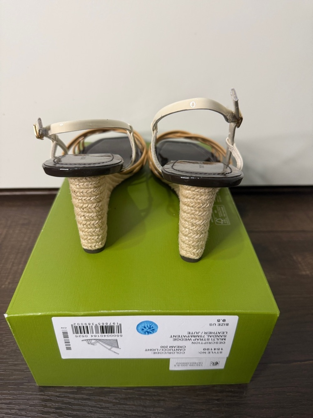 Tory Burch wedge espadrille with Tan Crisscross Straps and Cream Ankle - Picture 5 of 8